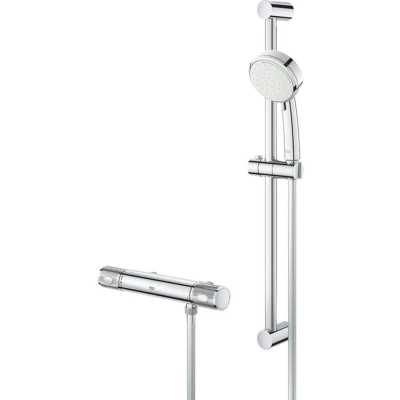 Afbeelding van GROHE Grohtherm thermostatische opbouw douchemengkraan met glijstang en handdouche chroom