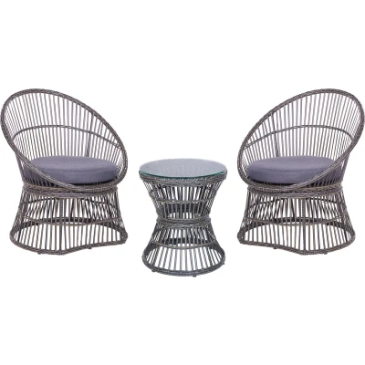 Afbeelding van MESYNA Bistro set Beige PE rotan