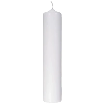 Afbeelding van Rayher 3140300 ronde stompkaars, wit, lengte 30 cm, diameter 6 100% paraffine, RAL keurmerk, kaars, voor doop, communie, decoratie en knutselen