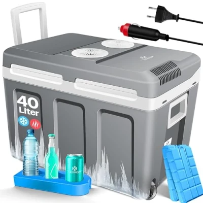 Afbeelding van KESSER® 40L Thermo Elektrische Koelbox met wielen voor warm houden en koelen Coolbox 12 volt 230 minikoelkast thermobox auto boot camping ECO modus 40L, Marineblauw