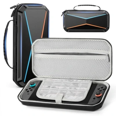 Afbeelding van Lmcpa Ontworpen tas voor Nintendo Switch 2 2025 console, reistas met 20 spelpatronen, harde hoes, draagbaar, console en accessoires, zwart, zwart., Eenvoud