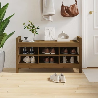 Afbeelding van Halbankje 110x40x60 cm massief grenenhout honingbruin