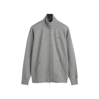 Afbeelding van GANT REG Shield Sweater met rits, Heren, Maat: Small, Grey melange