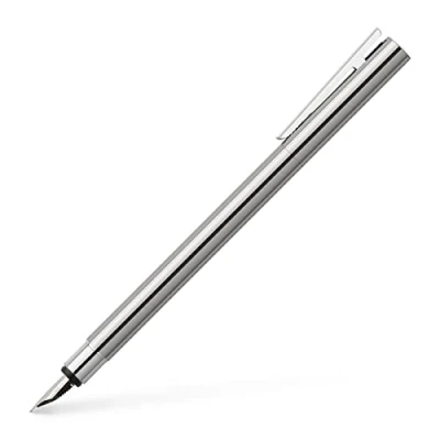 Afbeelding van Faber Castell vulpen NEO Slim glanzend RVS M FC 342000