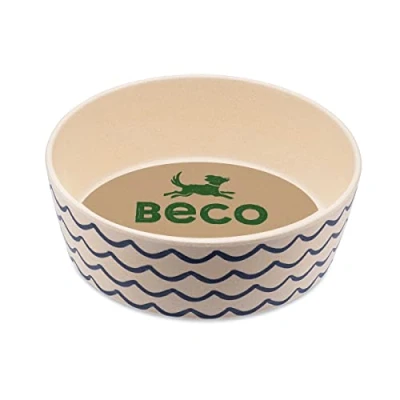 Afbeelding van Beco Printed Bowls Bamboe voerbak/waterbak voor honden duurzaam &amp; trendy 5 Kleuren in 2 maten Kleur: Golven, Maat: Large 1650 ml