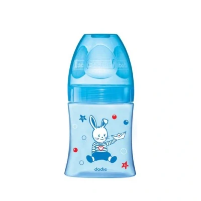 Image de Dodie biberon initiation+ 150ml bleu bateau 0 6 mois tétine ronde 3 vitesses débit 1