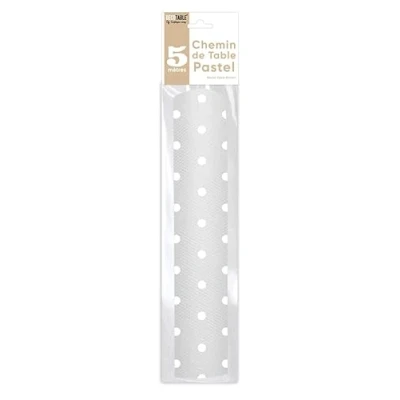 Afbeelding van Tafelloper Intisse, kleine stippen, 5 m, wit