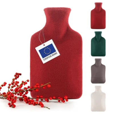 Afbeelding van Blumtal warmwaterkruik Polar Fleece Cover Lekvrije van natuurlijk rubber voor kinderen en volwassenen aurora rood