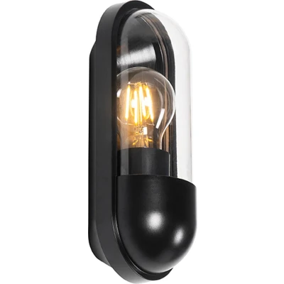 Afbeelding van QAZQA stockholm Moderne Wandlamp voor buiten 1 lichts D 9.6 cm Zwart Buitenverlichting