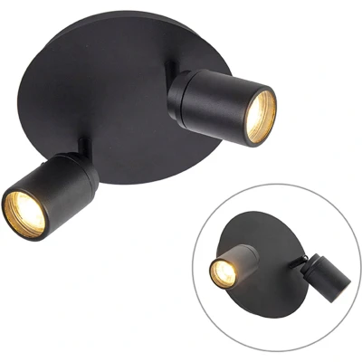 Afbeelding van QAZQA Moderne badkamer spot zwart 2 lichts IP44 Ducha