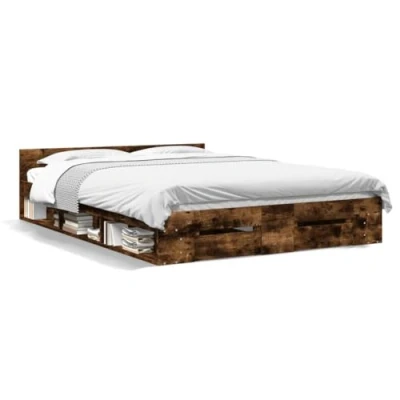 Afbeelding van vidaXL Bedframe met lades bewerkt hout gerookt eikenkleurig 140x200 cm