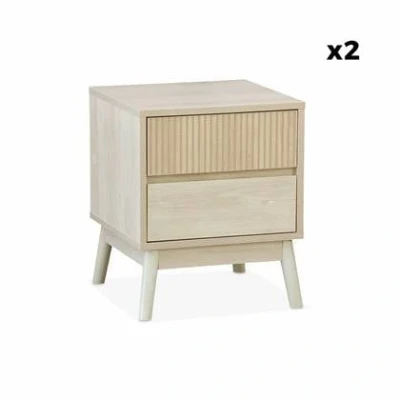 Afbeelding van sweeek Set van 2 nachtkastjes met twee laden, linear, l 40 x b 39 h 48cm