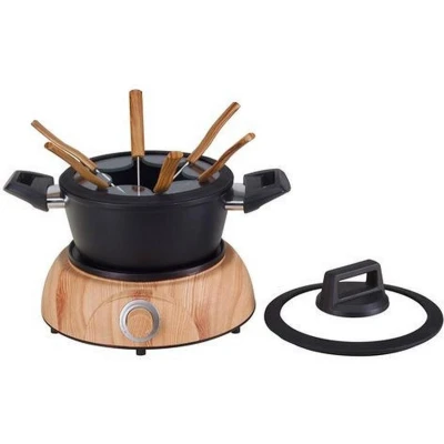 Afbeelding van Basic Nouvel Wood 6 Persoons Fondueset Zwart/Hout