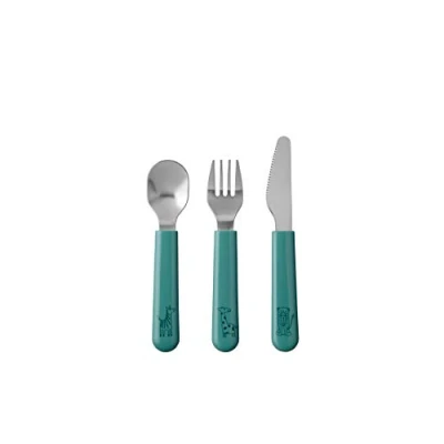Image de Mepal couverts enfant 3 pièces Mio Ustensiles de table pour bébé Ensemble À partir 12 mois Couteau, fourchette et cuillère inclus Set Deep turquoise