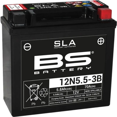 Afbeelding van BS Battery 300840 12N5.5 3B AGM SLA motoraccu zwart