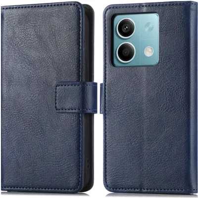 Afbeelding van iMoshion Hoesje Geschikt voor Xiaomi Redmi Note 13 (5G) Met Pasjeshouder Luxe Bookcase Donkerblauw