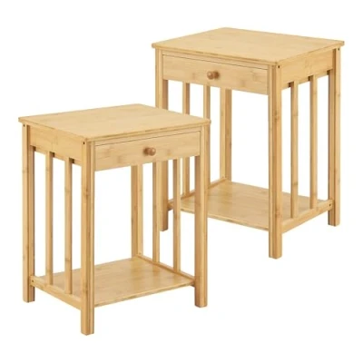 Afbeelding van Bijzettafel Ranua set van 2 nachtkastje bamboe 51x40x35 cm houtkleurig [en.casa]