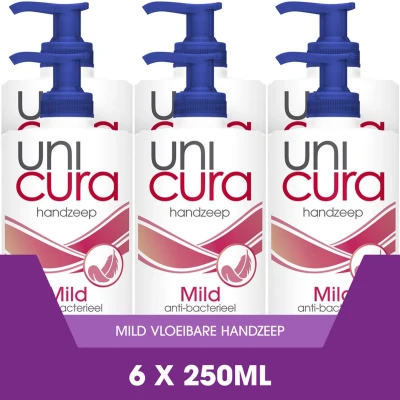 Afbeelding van Unicura Mild Antibacteriële Vloeibare Handzeep 6 x 250 ml Voordeelverpakking