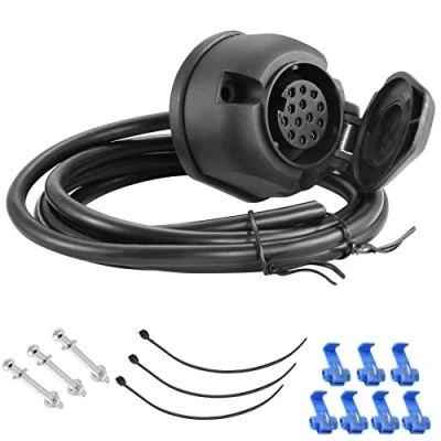 Afbeelding van SPARKMOTO 13 polig aanhangwagenstekkerharnas, kabel 2 m, voorbedraad, adapter voor koppeling, polig, vrouwelijk, 12 V, elektrische straal aanhanger, poten, kabelboom aanhangerstekker