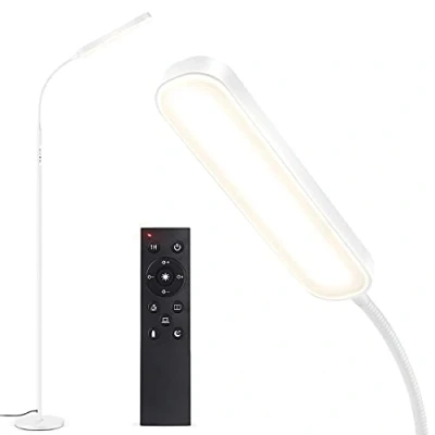 Afbeelding van OUTON Dimbare led vloerlamp, 15 W, 1500 lumen, leeslamp met 4 kleurtemperaturen, afstandsbediening en touch bediening, 1 uur timer, leesverlichting voor woonkamer,