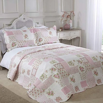 Afbeelding van Emma Barclay Cotswold Sprei, patchwork, gewatteerd, 1 zits, roze