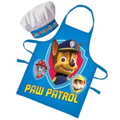 Afbeelding van Sorrisini Keukenschort voor kinderen, schort verstelbare koksmuts, kokskoksschorten koken, bakken, schilderen, 3 8 jaar Paw Patrol Super, Blauw