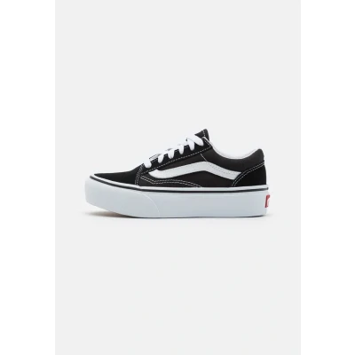 Afbeelding van Vans OLD Skool Platform Unisex Sneakers laag voor kinderen, Maat: 31, Black/true white Leer en textiel