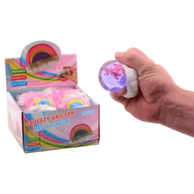 Afbeelding van 12 Squishy regenboog incl. Unicorn 24369