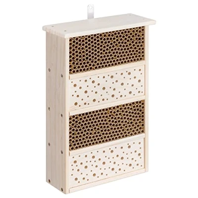 Afbeelding van Navaris Insectenhotel met vier kamers Van dennenhout Diervriendelijke tuindecoratie Insecten nestkast voor de tuin Hangend of staand