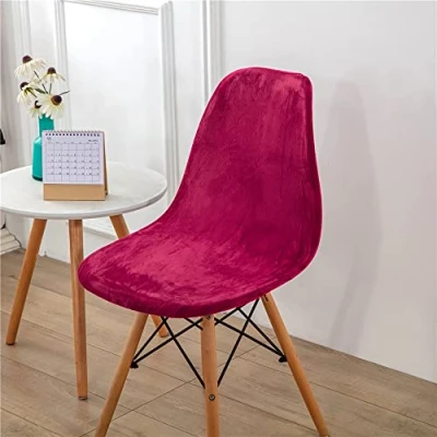 Afbeelding van Highdi Set van 1/2/4/6 Fluwelen Scandinavische stoelhoezen, Effen kleur hoezen voor eetkamerstoelen, stoelen zonder leuning de keuken, woonkamer, kantoor (bordeauxrood, 4 stuks)