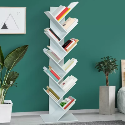 Afbeelding van Etagère bibliothèque à livres TEA forme d&#039;arbre 10 niveaux blanche