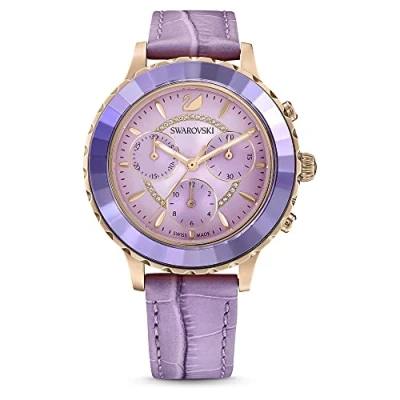 Afbeelding van Swarovski Octea Lux Crystal Collection Chrono dameshorloge Paars, riem, Riem