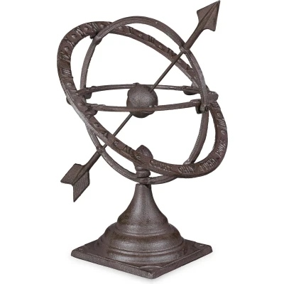 Afbeelding van zonnewijzer tuin antiek weerbestendig bodemmontage 42 cm gietijzer patina bruin