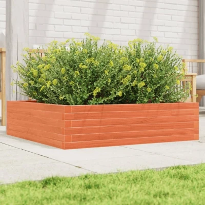 Afbeelding van Plantenbak 90x90x23 cm massief grenenhout wasbruin