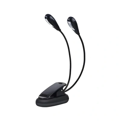 Afbeelding van Dilwe Muziekstandaard, 6 leds/8 leds, mini lamp met dubbele kop, verstelbare klem, USB kabel, lees/boek/tafel/nachtkastje