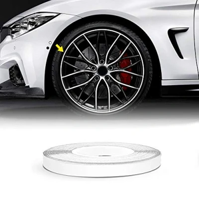Afbeelding van Refractieve wielstrips voor motorvelgen, wit, 5 mm x 6 m