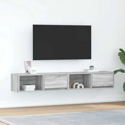 Afbeelding van vidaXL Tv meubelen 2 st 80x31x25,5 cm bewerkt hout grijs sonoma eiken