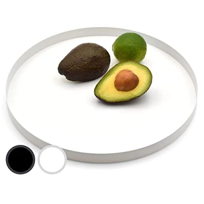 Afbeelding van D&amp;D Living decoratief dienblad, rond, diameter 30 cm, design bord en blad van metaal (wit mat)