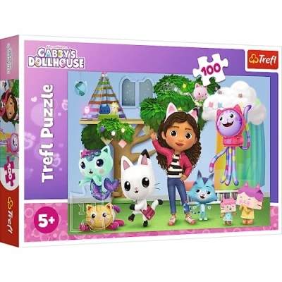 Image de Trefl Gabby&#039;s Dollhouse, la Maison du Chat de Gabi Puzzle 100 Pièces Puzzles Colorés avec Des Personnages Contes Fées, Créatif, Amusement pour les Enfants À Partir 5 Ans