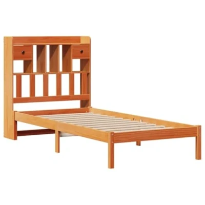 Afbeelding van vidaXL Bed met boekenkast zonder matras grenenhout wasbruin 75x190 cm