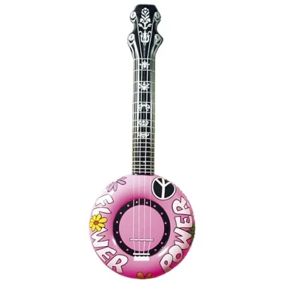 Afbeelding van WIDMANN Opblaasbare hippie banjo Roze Accessoires &gt; artikelen