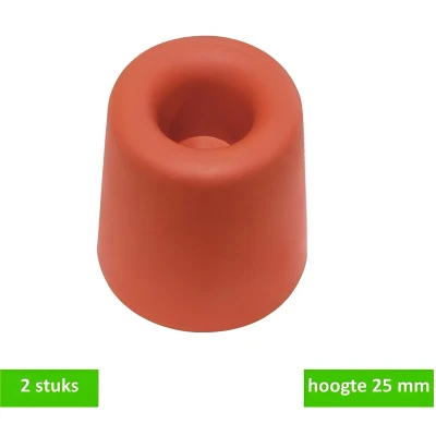 Afbeelding van Deltafix Deurbuffers Rubber 25mm Rood 2 Stuks