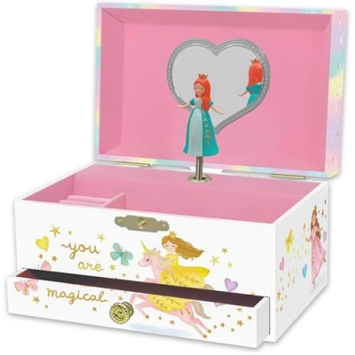 Afbeelding van Prinses Muzikale Sieradendoos voor Meisjes Muziekdoos Kinderen met Spiegel, Verjaardagscadeaus Kleine Meisjes, 18,2 x 13,3 9,9 cm 3 10 jaar