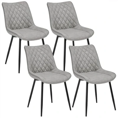 Afbeelding van WOLTU 4 X Eetkamerstoelen stoel woonkamer van Kunstleer en metaal,Keukenstoel Slaapkamer Grijs,BH210gr