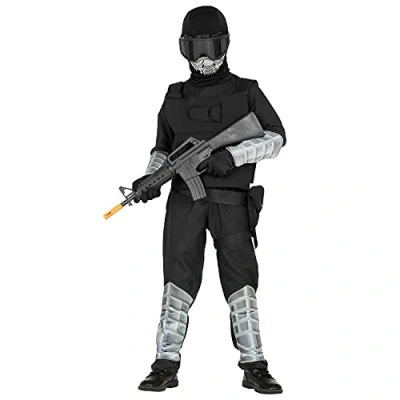 Afbeelding van Widmann Politie &amp; Detective Kostuum Special Forces Task Jongen Zwart, Zilver Maat 158 Carnavalskleding Verkleedkleding