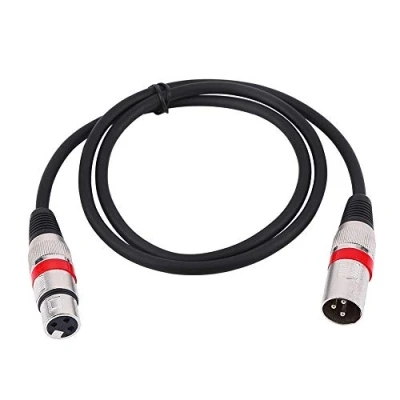 Afbeelding van Microfoonkabel, XLR kabel, 3 polig, mannelijk naar vrouwelijk, audiokabel M/F, afgeschermde kabel voor microfoonmixer met symmetrische impedantielijnen (1 m)