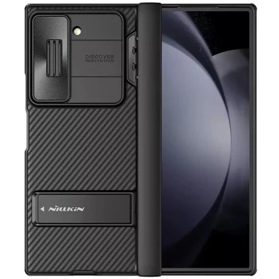 Afbeelding van Nillkin CamShield Hoesje Geschikt voor Samsung Galaxy Z Fold 6 Back Cover met Camera Slider Ingebouwde Kickstand Zwart