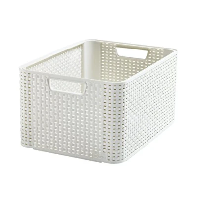 Image de Curver Panier Style Naturel Grand Blanc Vintage 43.6x32.7x22.8 (lot de 3)