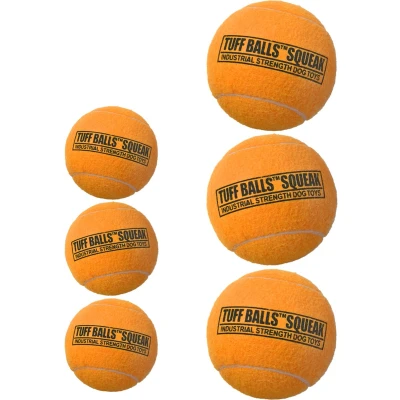 Afbeelding van Tuff Balls Squeak Oranje 6cm 3 pack