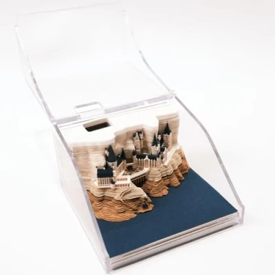 Afbeelding van MEICHI 3D notitieblok, niet gelijmd, papieren kunst met kristalhelder display, 9 x 5 cm, 150 vellen, tafeldecoratie sjabloon